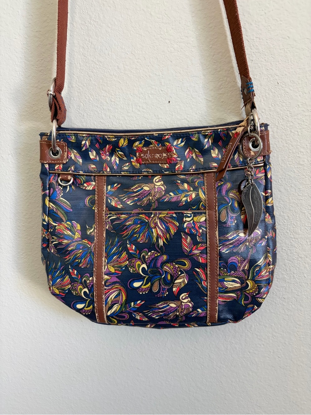 SAKROOTS treehouse birds crossbody purse